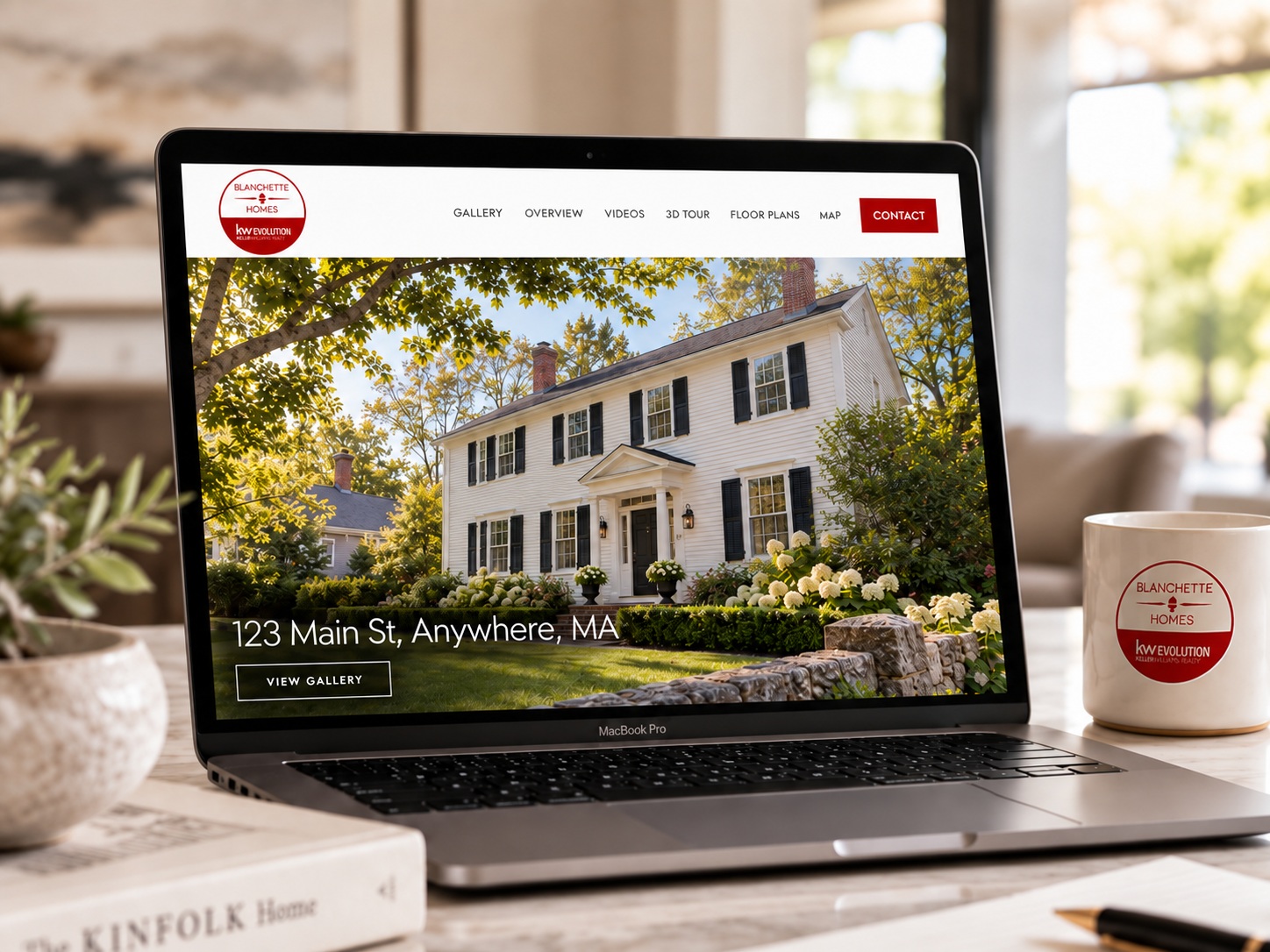 Blanchette Homes custom property website displayed on a laptop